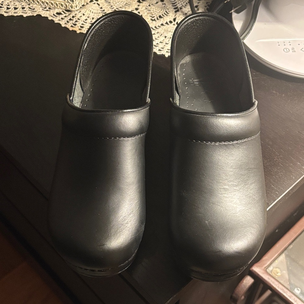 Dansko Black Leather Clogs